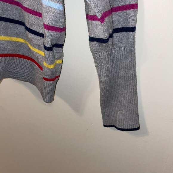 La Ligne Stripe Sweater Crew Neck Size 2X Gray, Red, Yellow 3% Cashmere - Picture 3 of 7